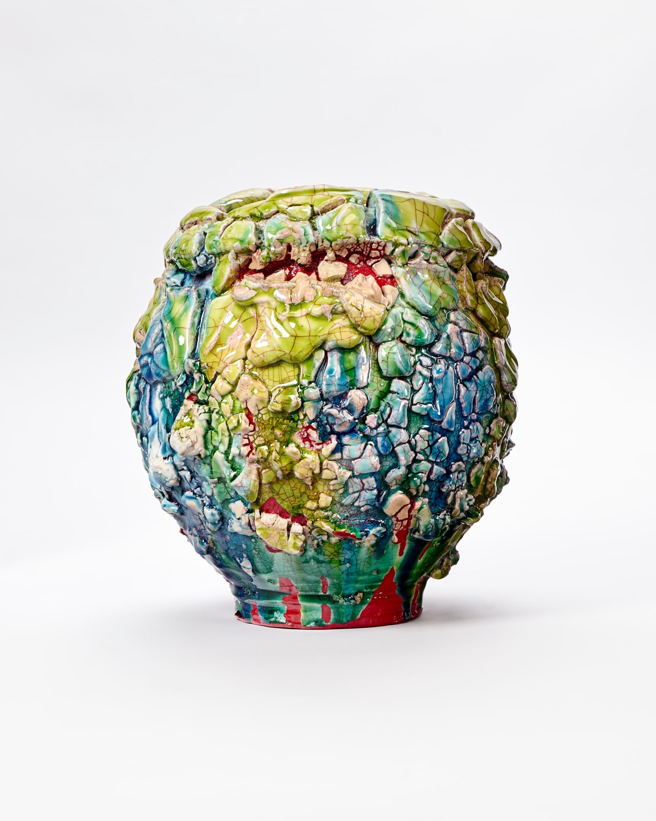 Kodai Ujiie, Oribe Lacquer Medium Jar - 織部漆朱塗中壺, 2023