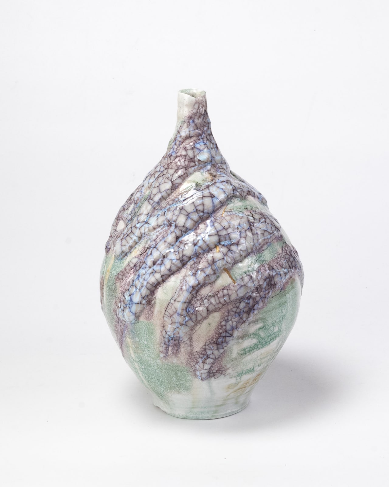 Kodai Ujiie, White Glaze Lacquer Vase - 漆貫入彩白磁中壺, 2023