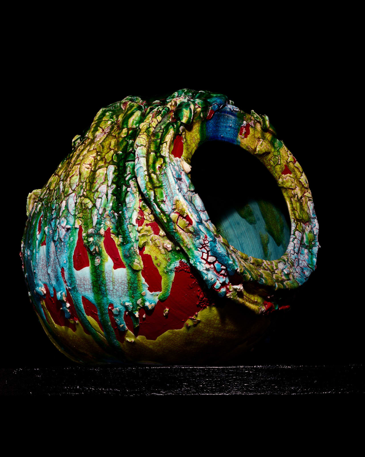 Kodai Ujiie, Oribe Lacquer Large Jar - 織部漆朱塗大壺, 2023