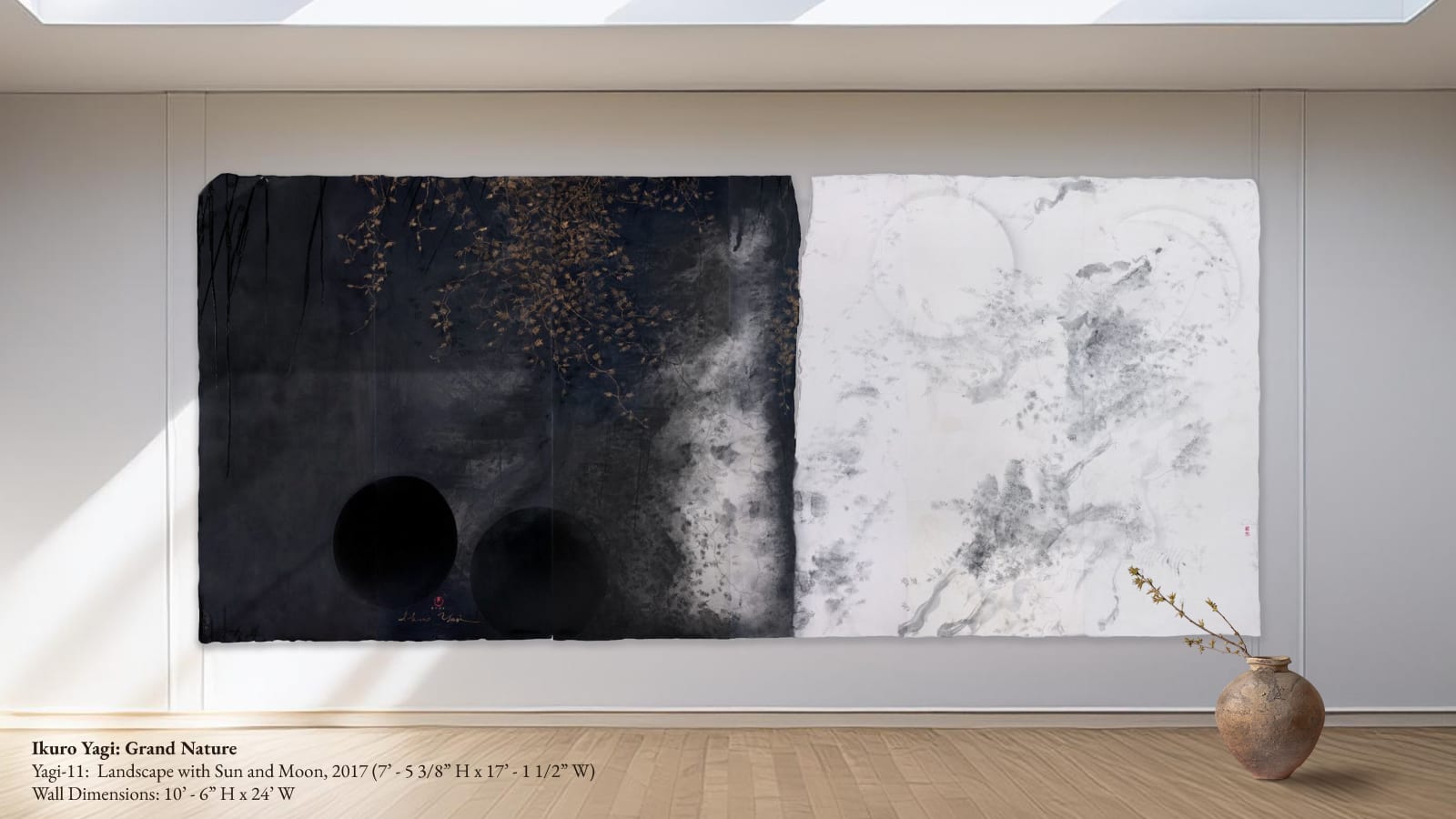 Ikuro Yagi, Landscape with the Sun and Moon 日月山水図, 2017