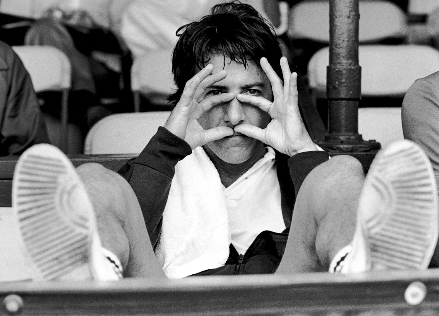 Ron Galella, Dustin Hoffman attends 7th Annual Robert F. Kennedy Pro-Celebrity Tennis Tournament at Forest Hills Stadium in New York, August 26, 1978