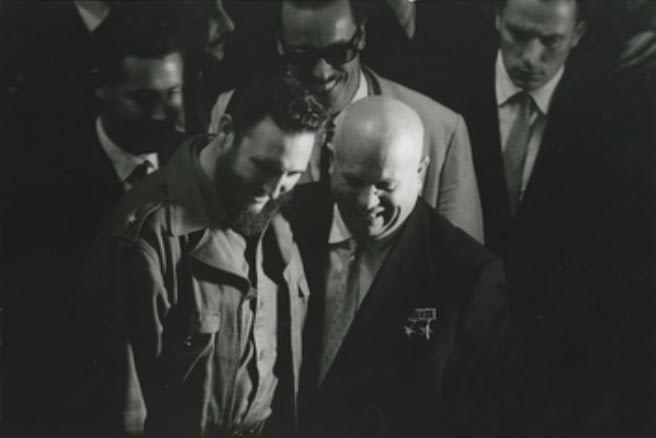 Sergio Larrain, Fidel Castro & Nikita Kruschew at the United Nations, 1960