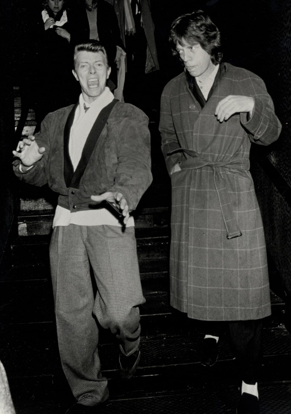 Ron Galella, David Bowie and Mick Jagger sighted at the China Club in New York City, November 28, 1985