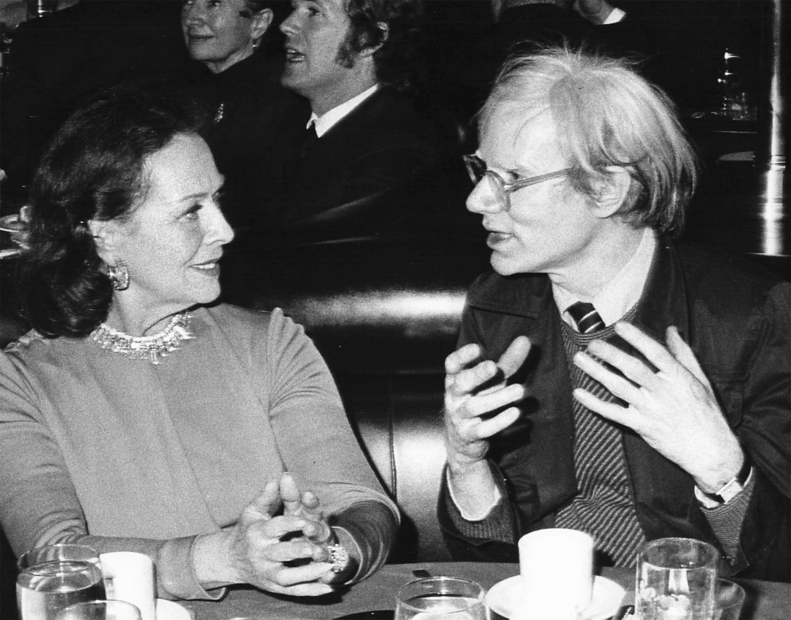 Ron Galella, Andy Warhol and Paulette Goddard at the Pub Theatrical, November 11, 1973