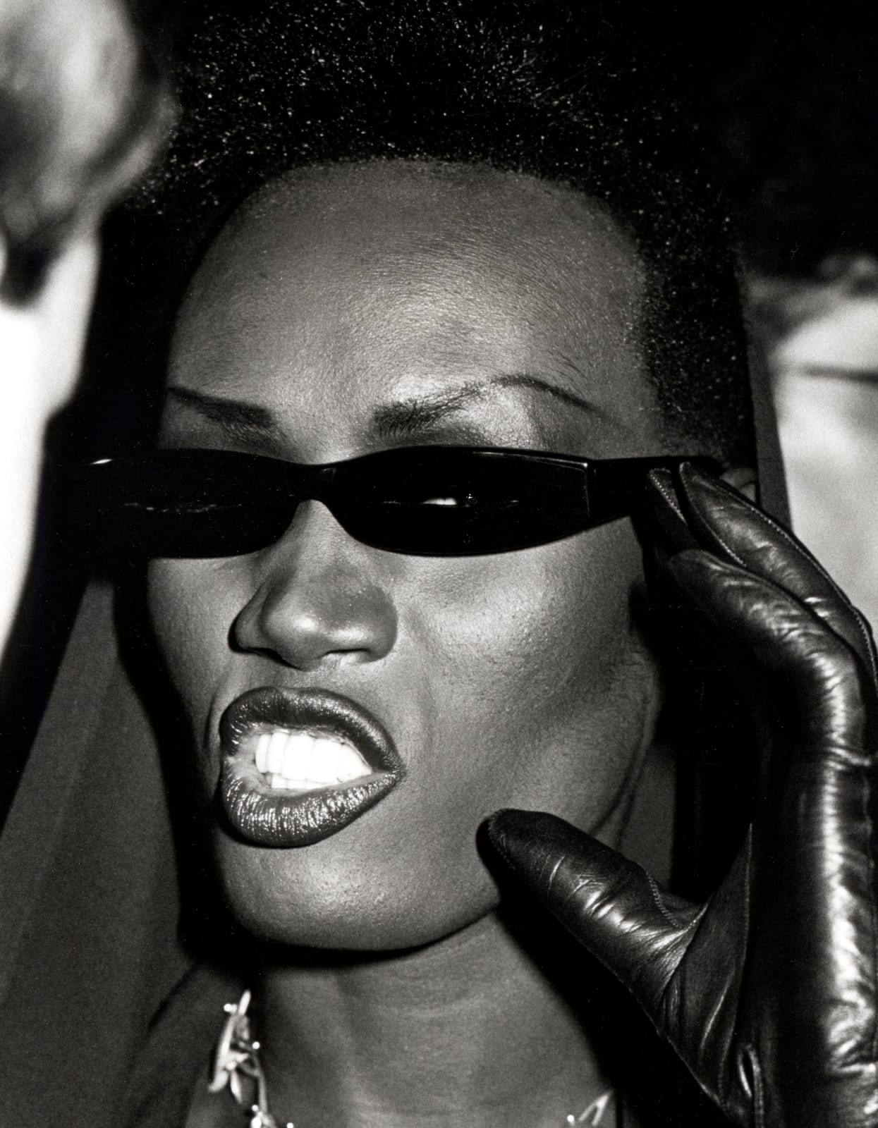 Ron Galella, Grace Jones at the premiere of her album Black Leatherette, Bond´s, New York City, July 9, 1980