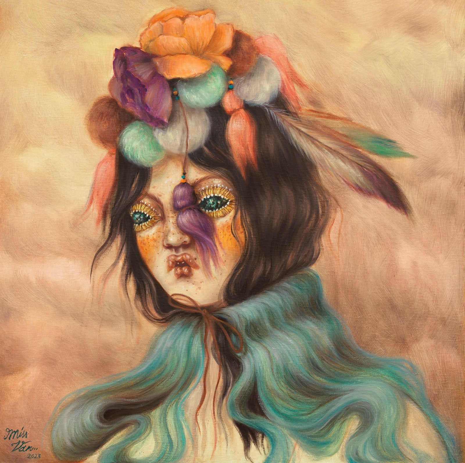 Miss Van, Portrait with Lagoon Blue Hair, 2023