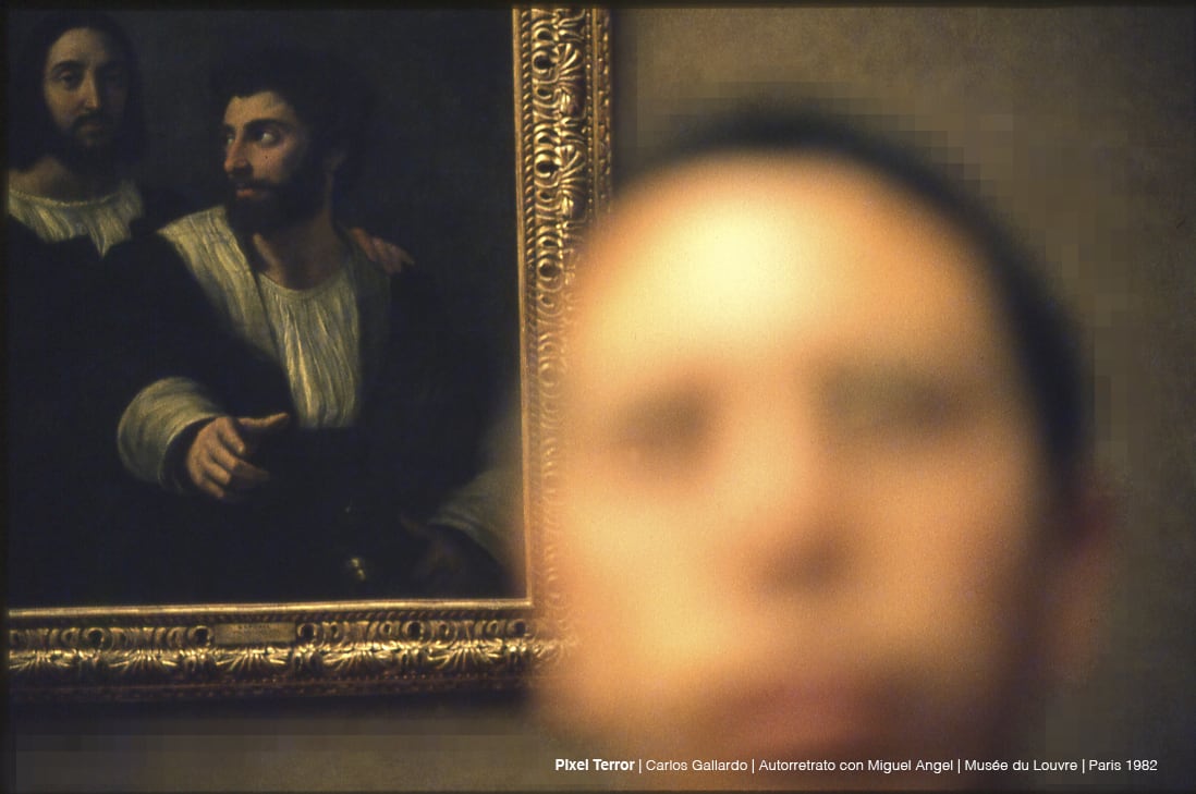 Carlos Gallardo, Pixel Terror, Autorretrato con Miguel Angel, 1982