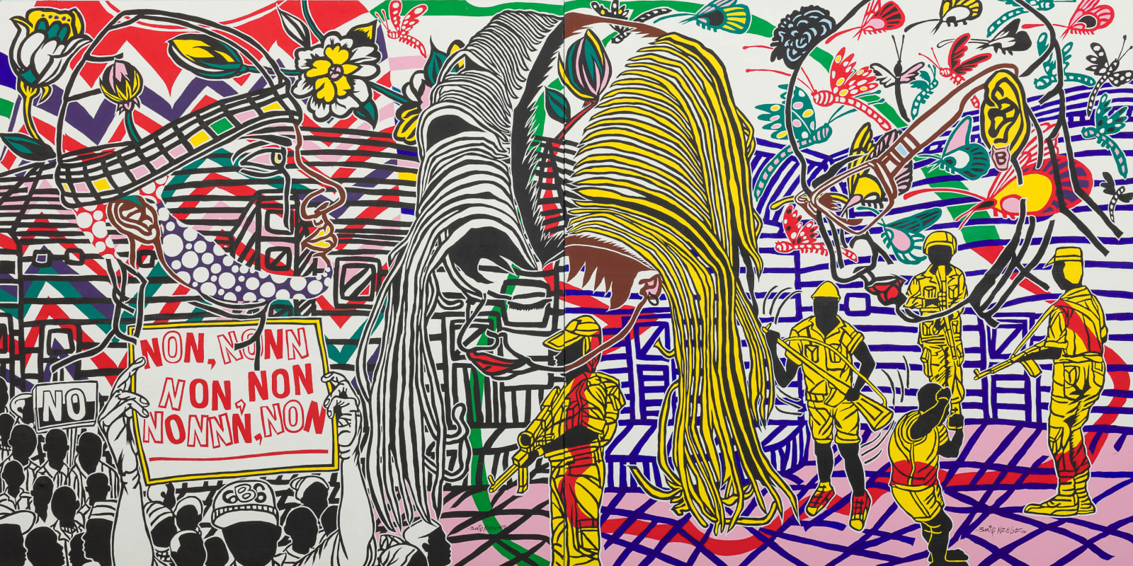 Boris Nzebo, Révolte 01 (diptych), 2016