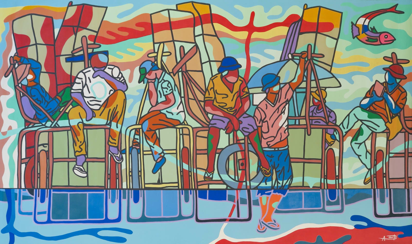 Ajarb Bernard Ategwa, Young Truck Pushers Relaxing I, 2016