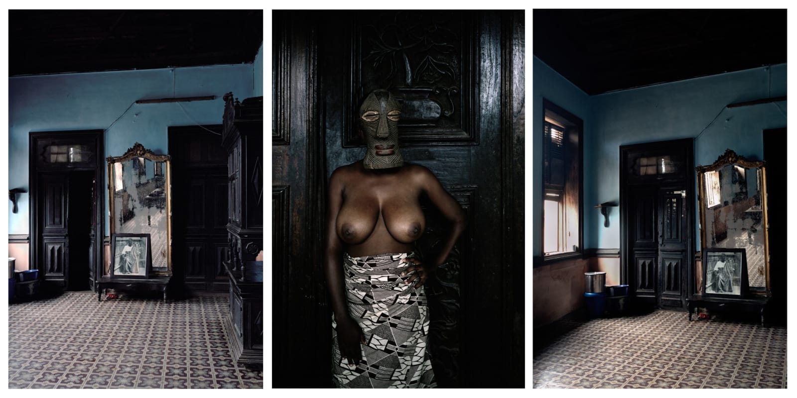 Leonce Raphael Agbodjelou, Untitled triptych (Demoiselles de Porto-Novo series), 2012