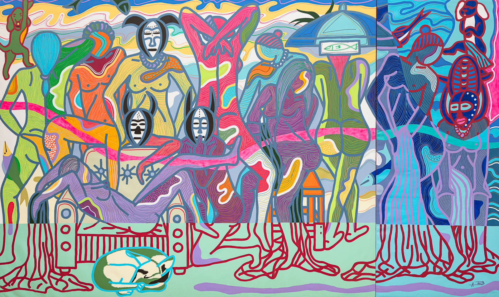 Ajarb Bernard Ategwa, Untitled (diptych), 2017