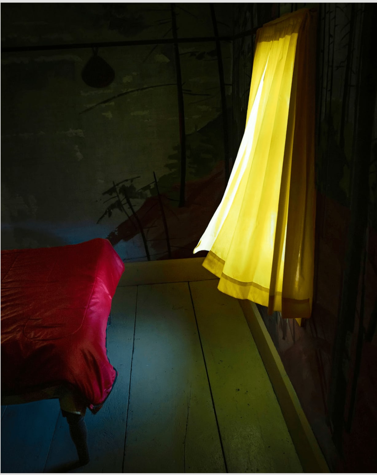 Cig Harvey, Bedroom (Blowing Yellow Curtain), Cushing, Maine, 2023