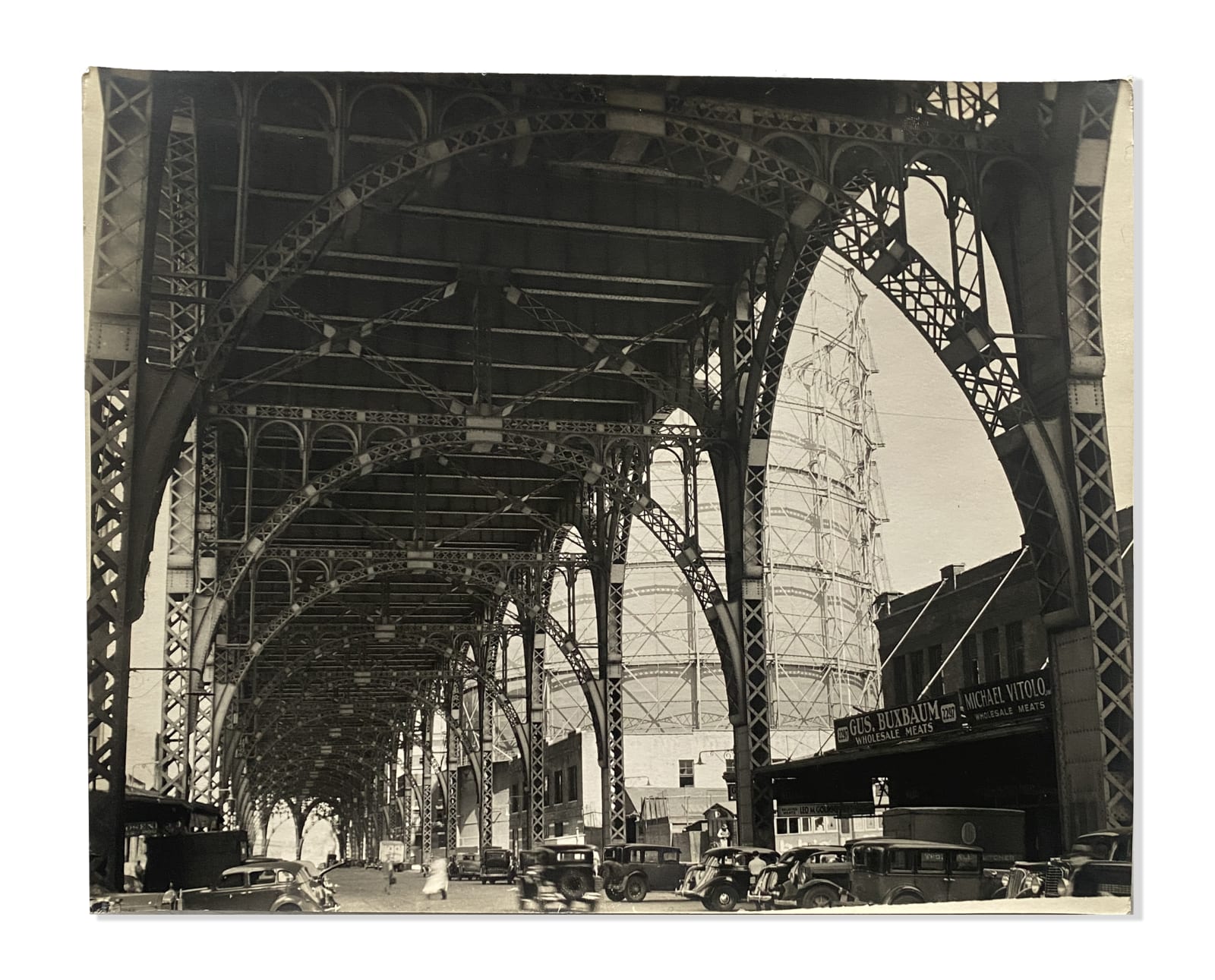 Berenice Abbott, NORTH OF 59TH: Under Riverside Drive Viaduct at 125th Street and Twelfth Avenue, Manhattan: November 10, 1937