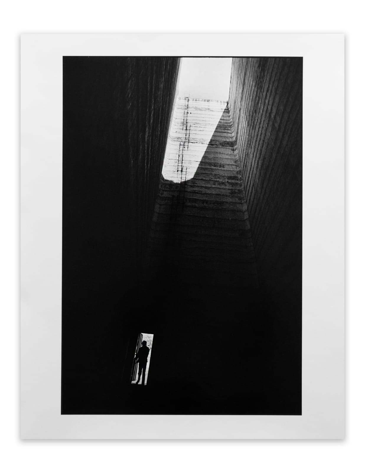Rene Burri, Luis Barragán at the entrance of the Satellite City Towers, Mexico City, 1974