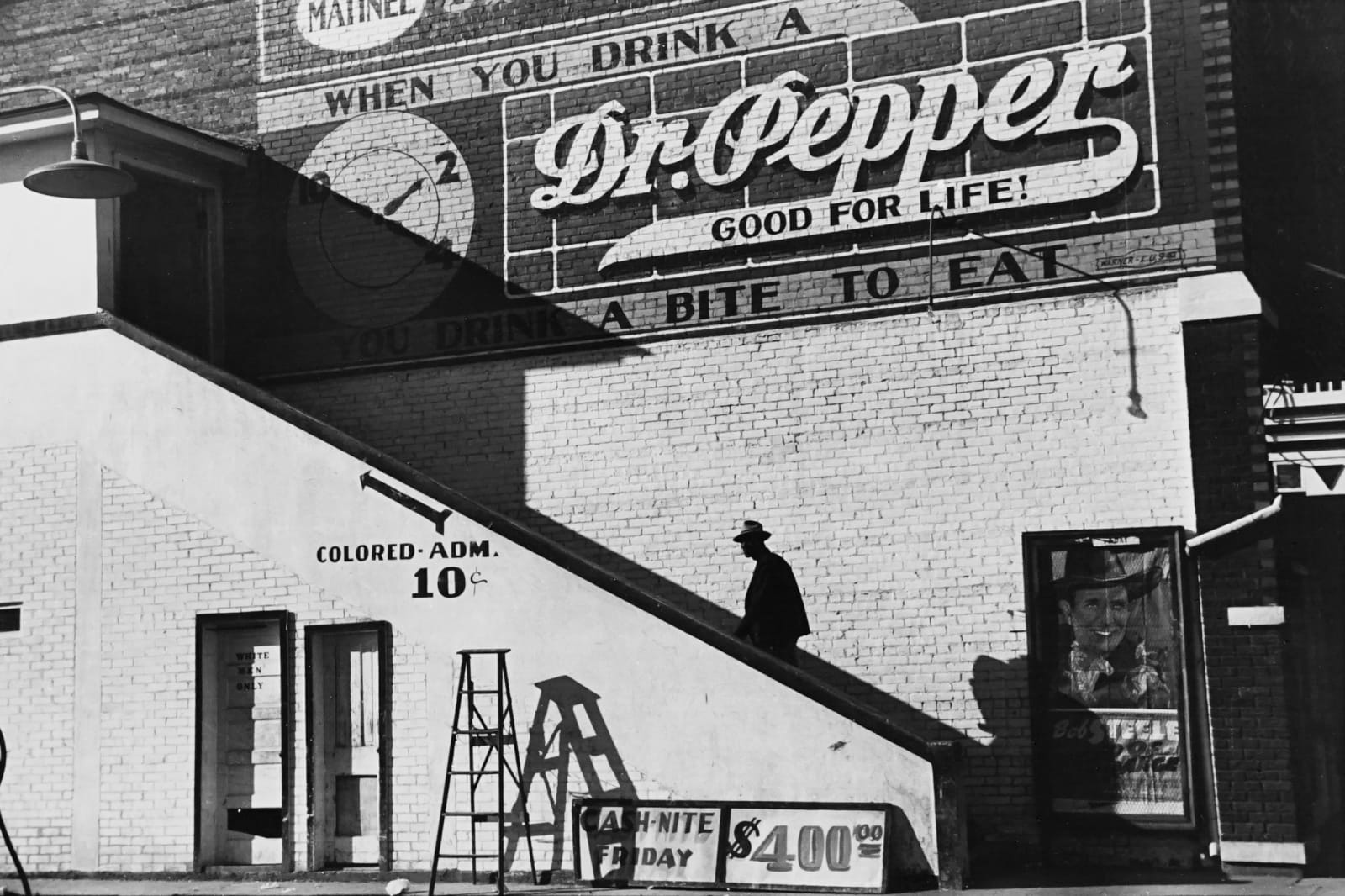 Marion Post Wolcott, Negro Man Entering Movie Theater to "Colored" Section, Belzoni, Mississippi, 1939