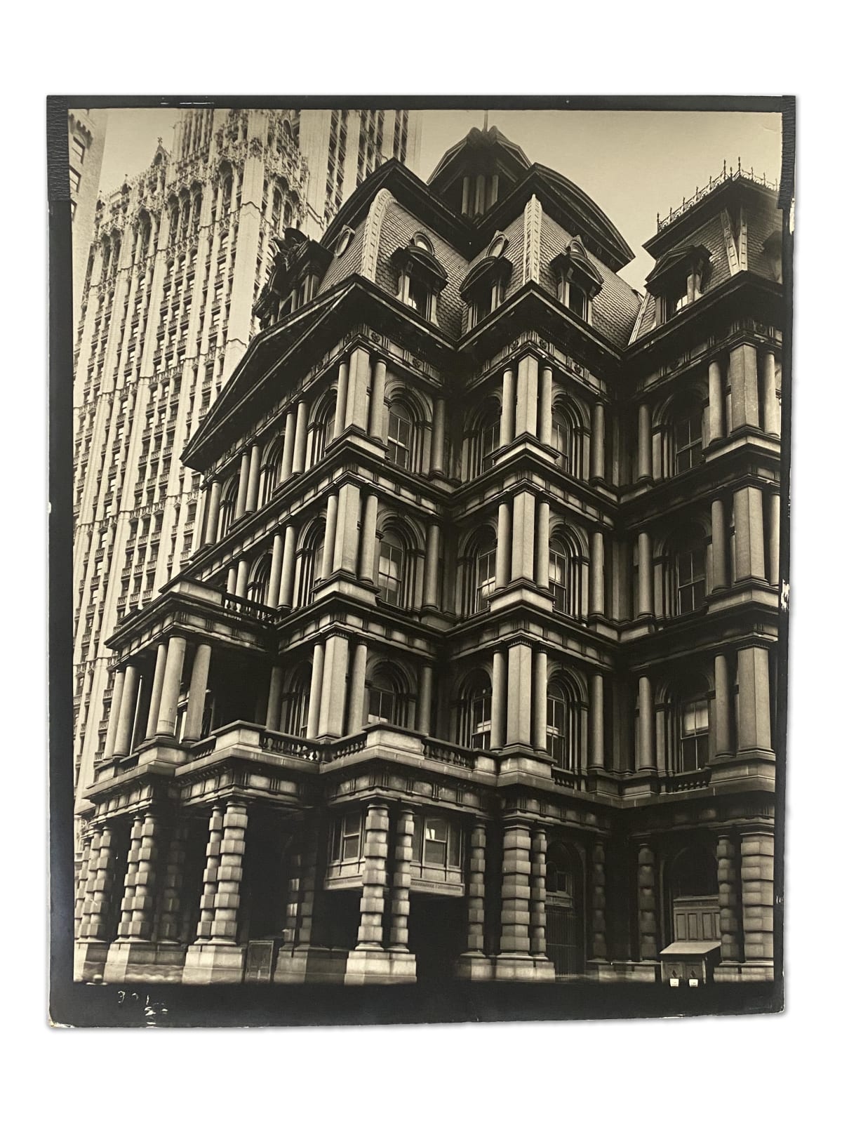 Berenice Abbott, WALL STREET: Old Post Office, Broadway and Park Row, Manhattan, May 25, 1938