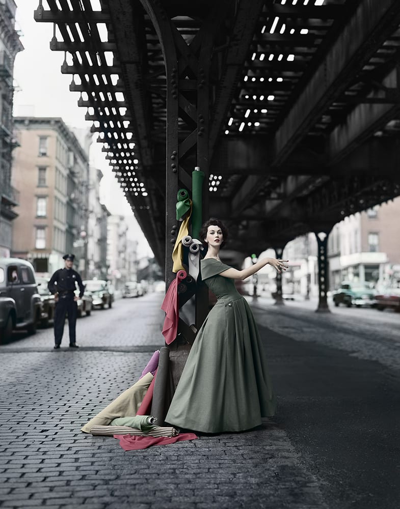 William Helburn, Dovima Under the El, Dior Creates Cosmopolitan Drama, Under 3rd Avenue elevated train, New York, NY , 1956