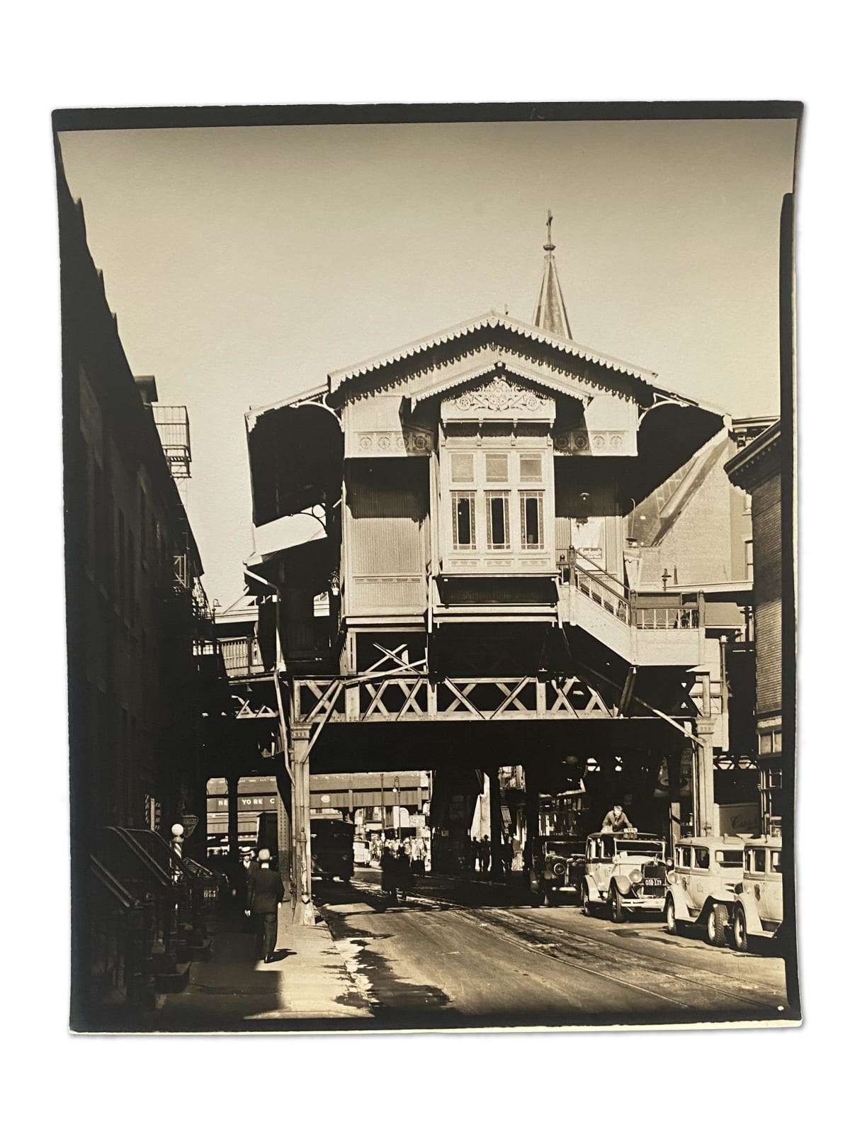 Berenice Abbott, GREENWICH VILLAGE: "El" Station Ninth Avenue line, Christopher and Greenwich Streets, Manhattan, June 18, 1936