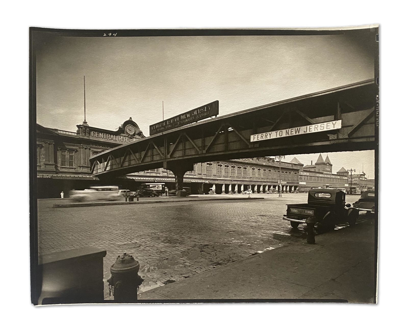 Berenice Abbott, LOWER WEST SIDE: Ferry, Central Railroad of New Jersey, Foot of Liberty Street, Manhattan, March 23, 1938