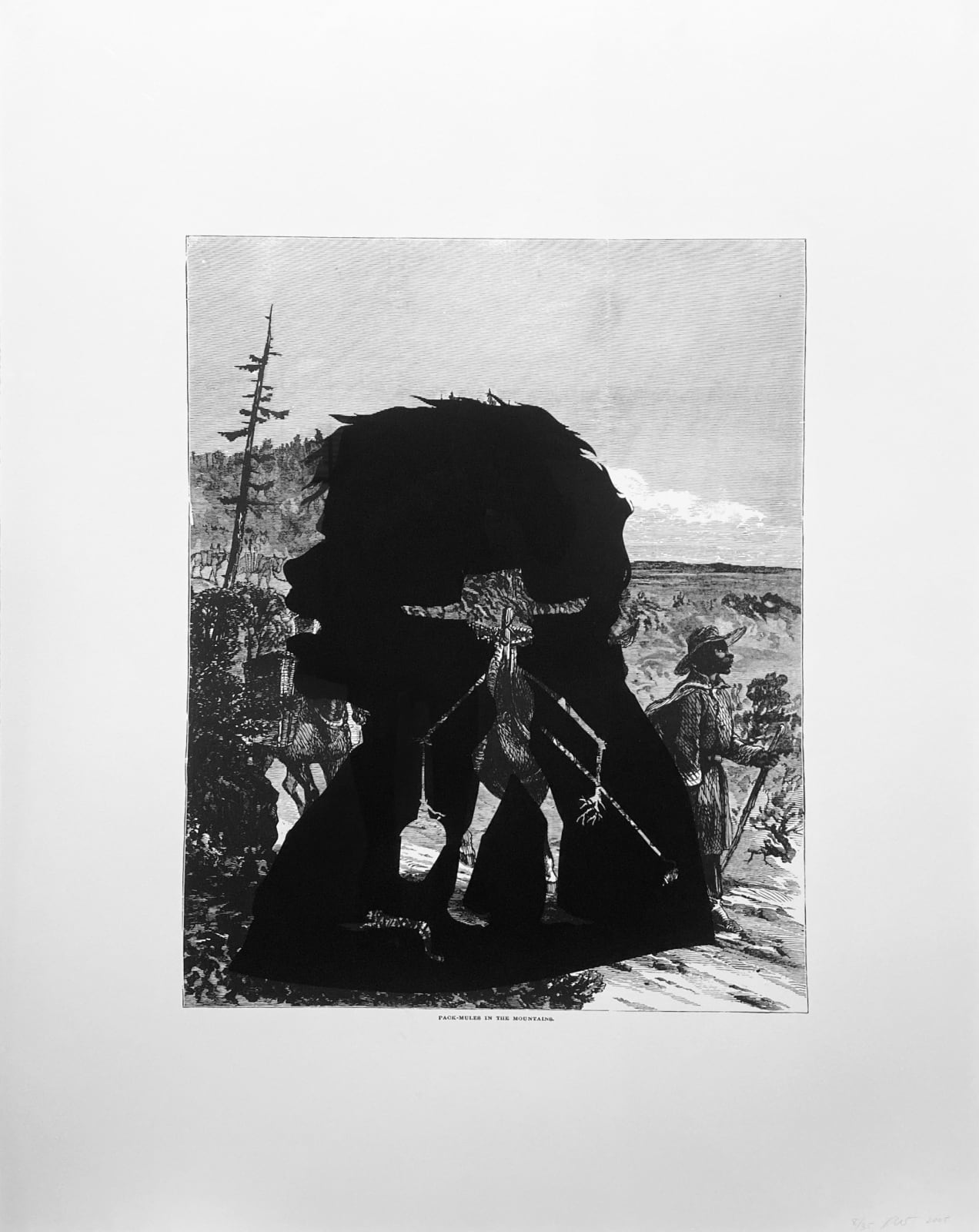 Kara Walker, Pack-Mules in the Mountains, from the portfolio Harper’s Pictorial History of the Civil War (Annotated), 2005