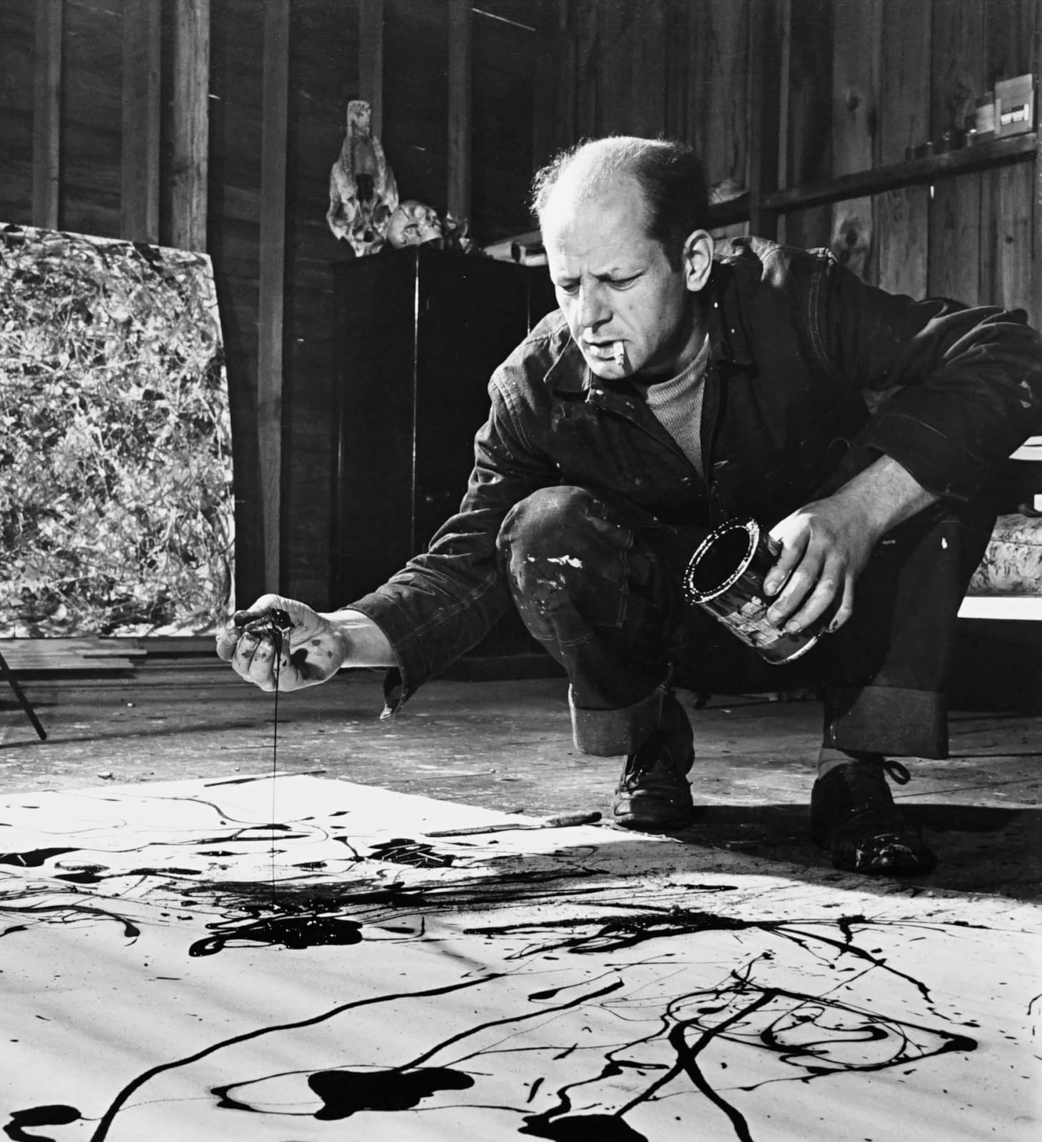 Martha Holmes, Jackson Pollock in His Studio, Springs, Long Island, New York, 1949