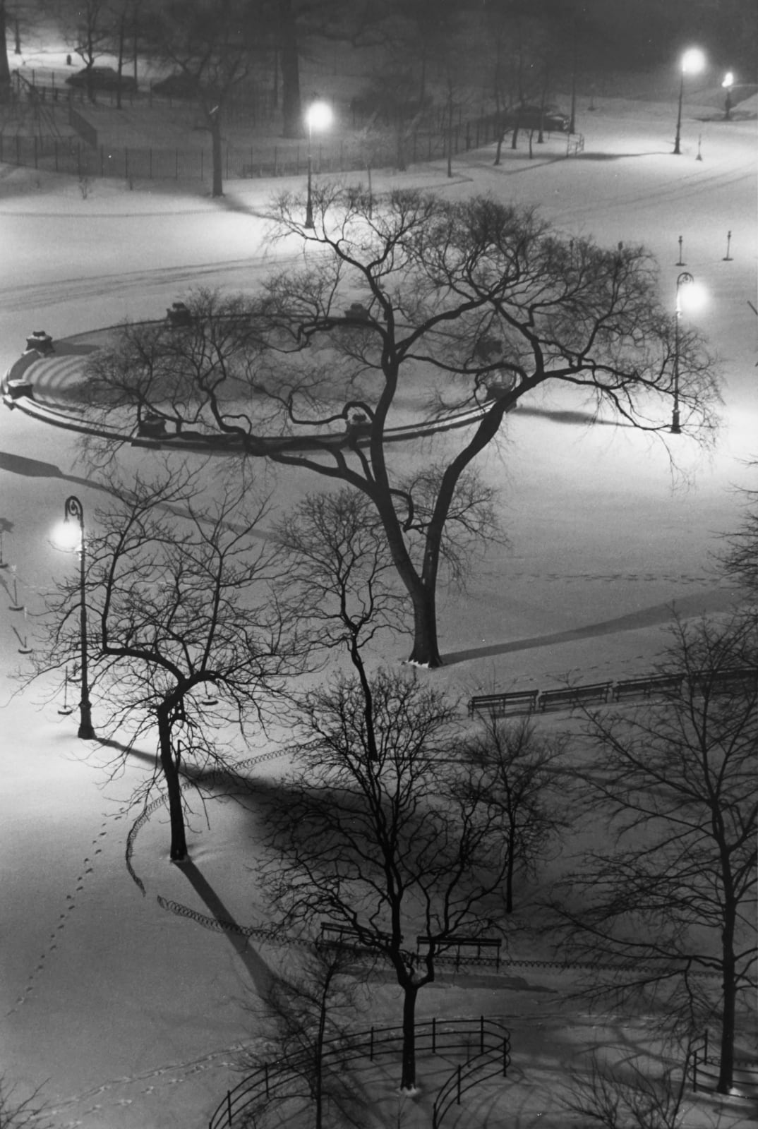 André Kertész, Washington Square Park at Night, 1954