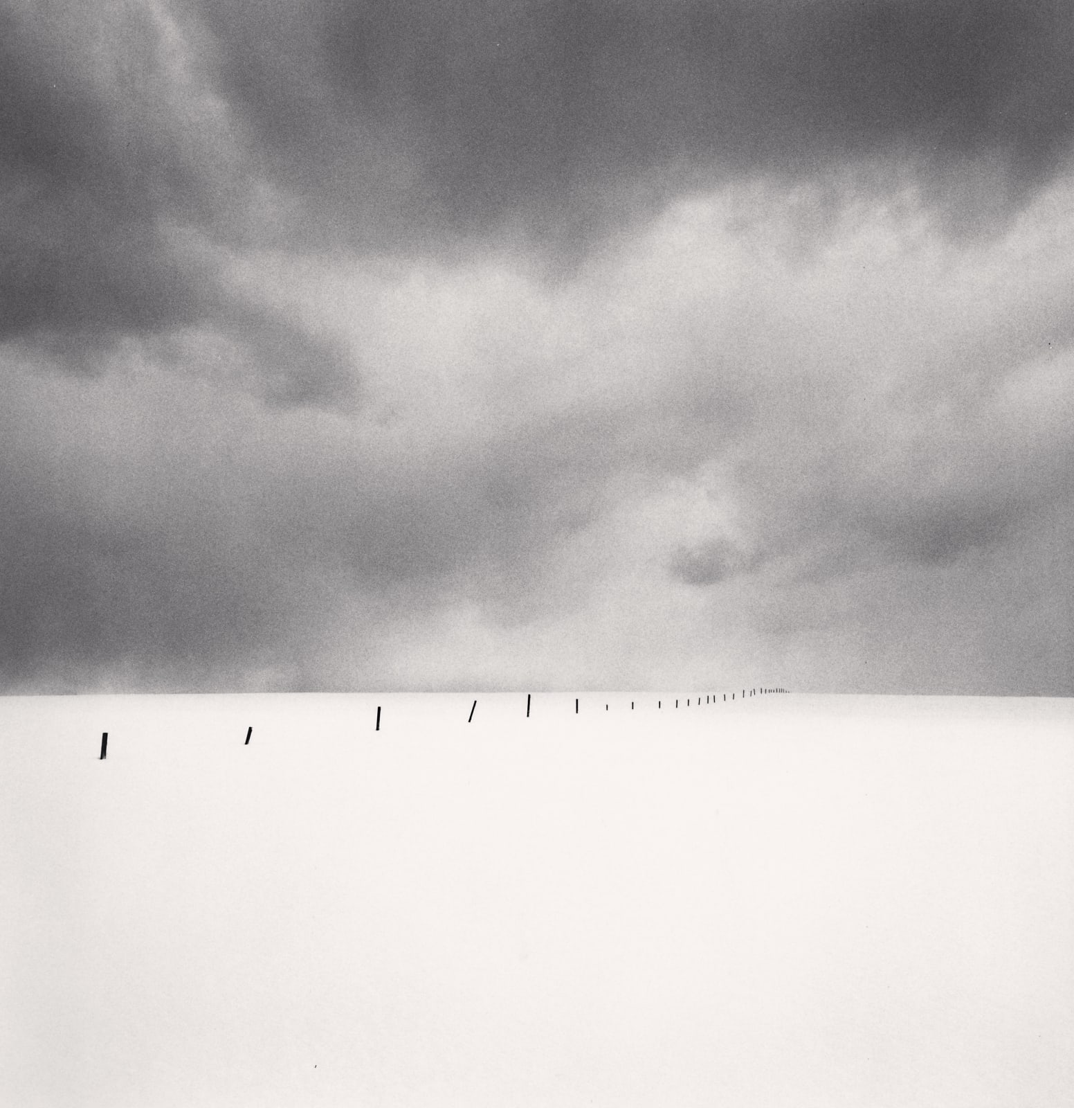 Michael Kenna, Thirty Fence Posts, Shirogane, Hokkaido, Japan, 2004