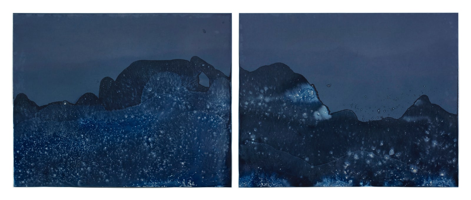 Meghann Riepenhoff, Littoral Drift #1366 (Diptych, Redwood Creek, CA 09.09.16, Lapping Waves and Blue Green Algae Bloom), 2016