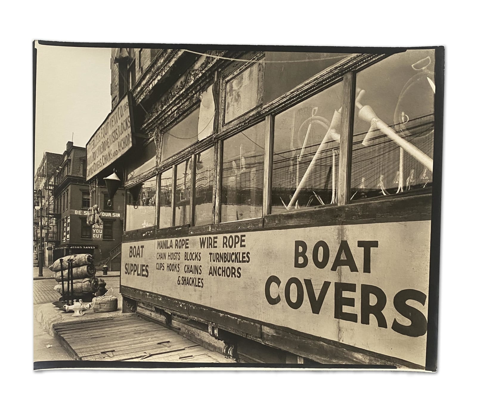 Berenice Abbott, LOWER EAST SIDE: Rope Store: Peerless Equipment Co., 189 South Street, Manhattan, May 3, 1938