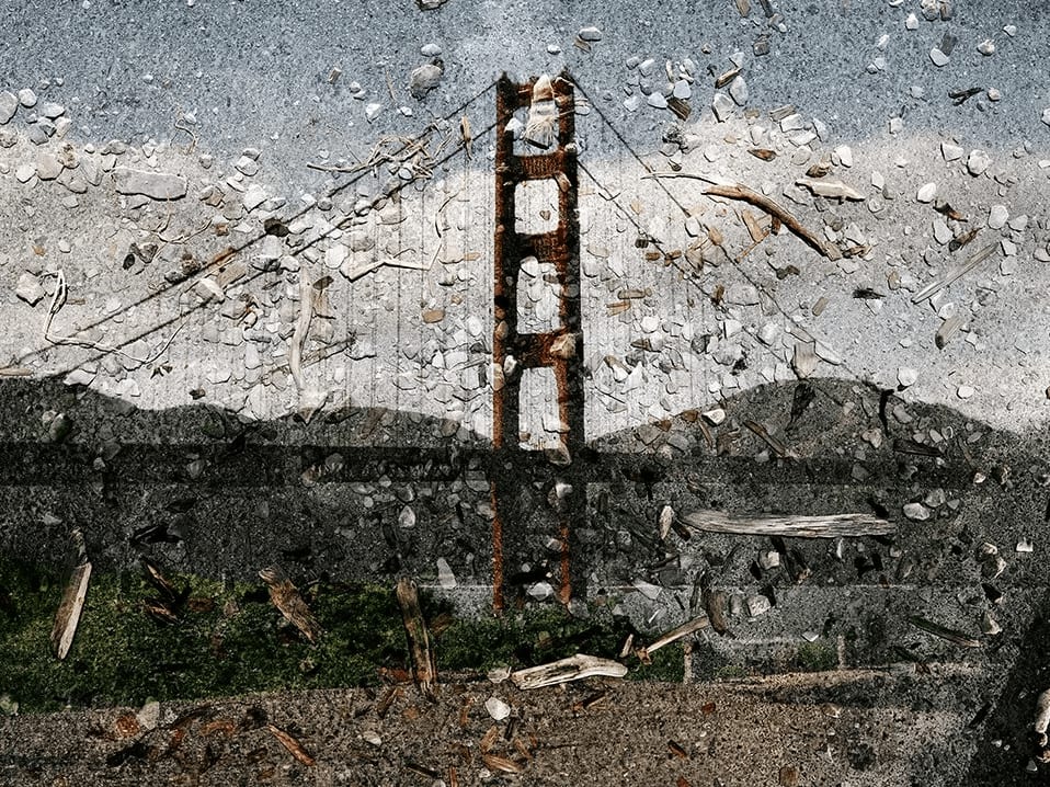 Abelardo Morell, Tent Camera Image on Ground- View of the Golden Gate Bridge From Battery East, 2012