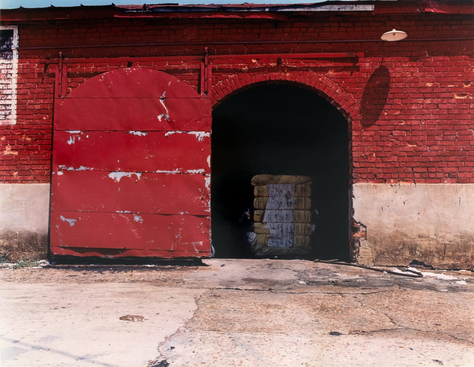 William Christenberry, Cotton Warehouse with Cotton Bale, Selma, Alabama, 1980
