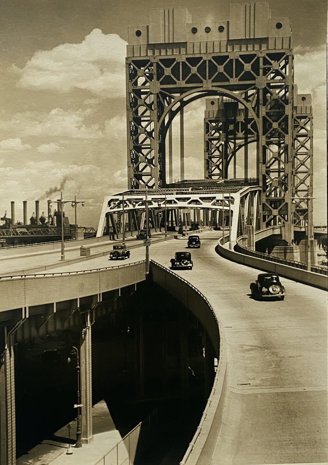 Berenice Abbott, NORTH OF 59TH: Tri-Borough Bridge: East 125th Street Approach, Manhattan; June 29, 1937