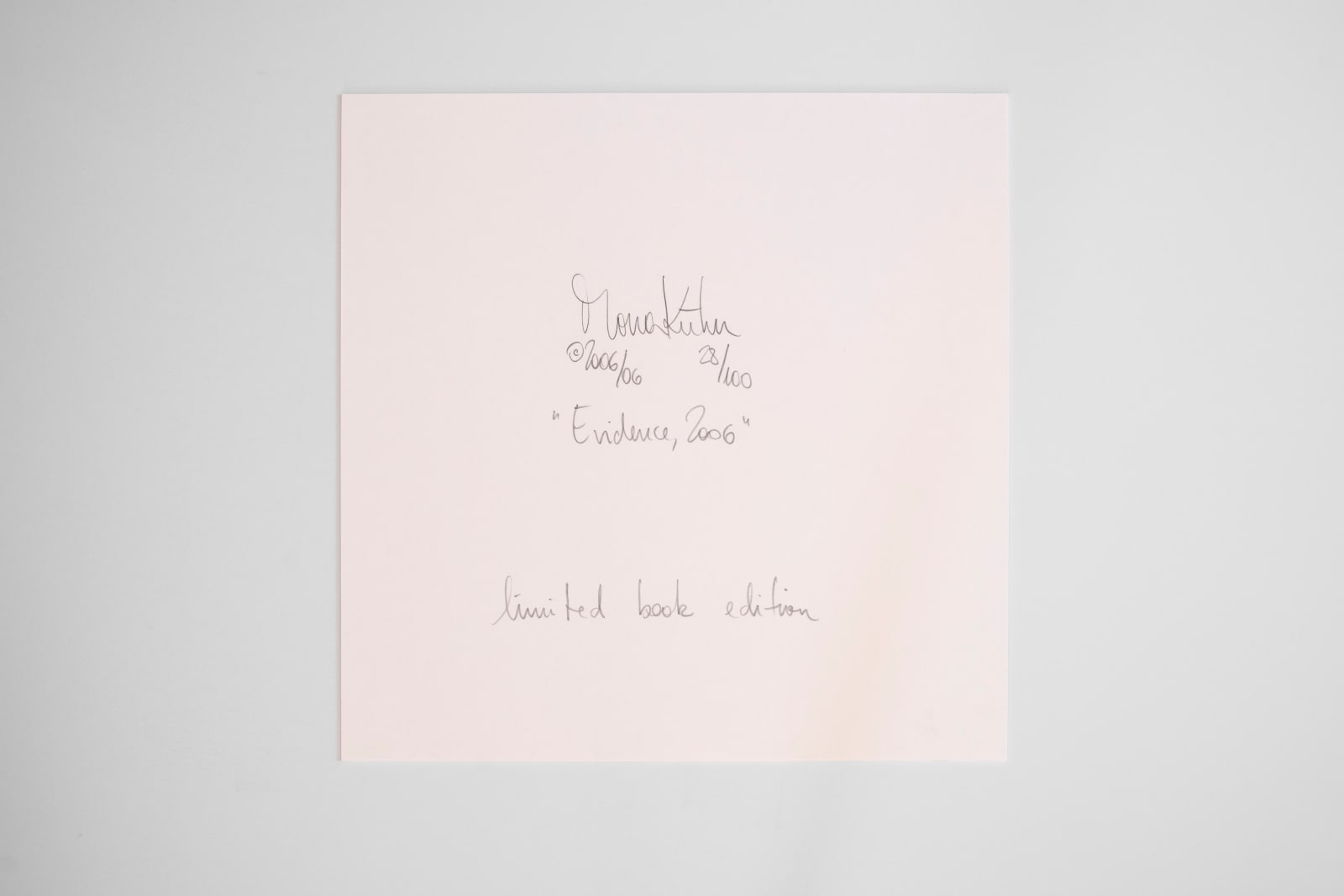 Mona Kuhn, Mona Kuhn Limited edition Evidence Monograph with signed pint, 2006 - 2007