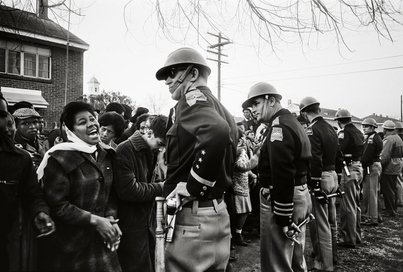 Steve Schapiro, Demonstrator and Troopers, Selma, 1965