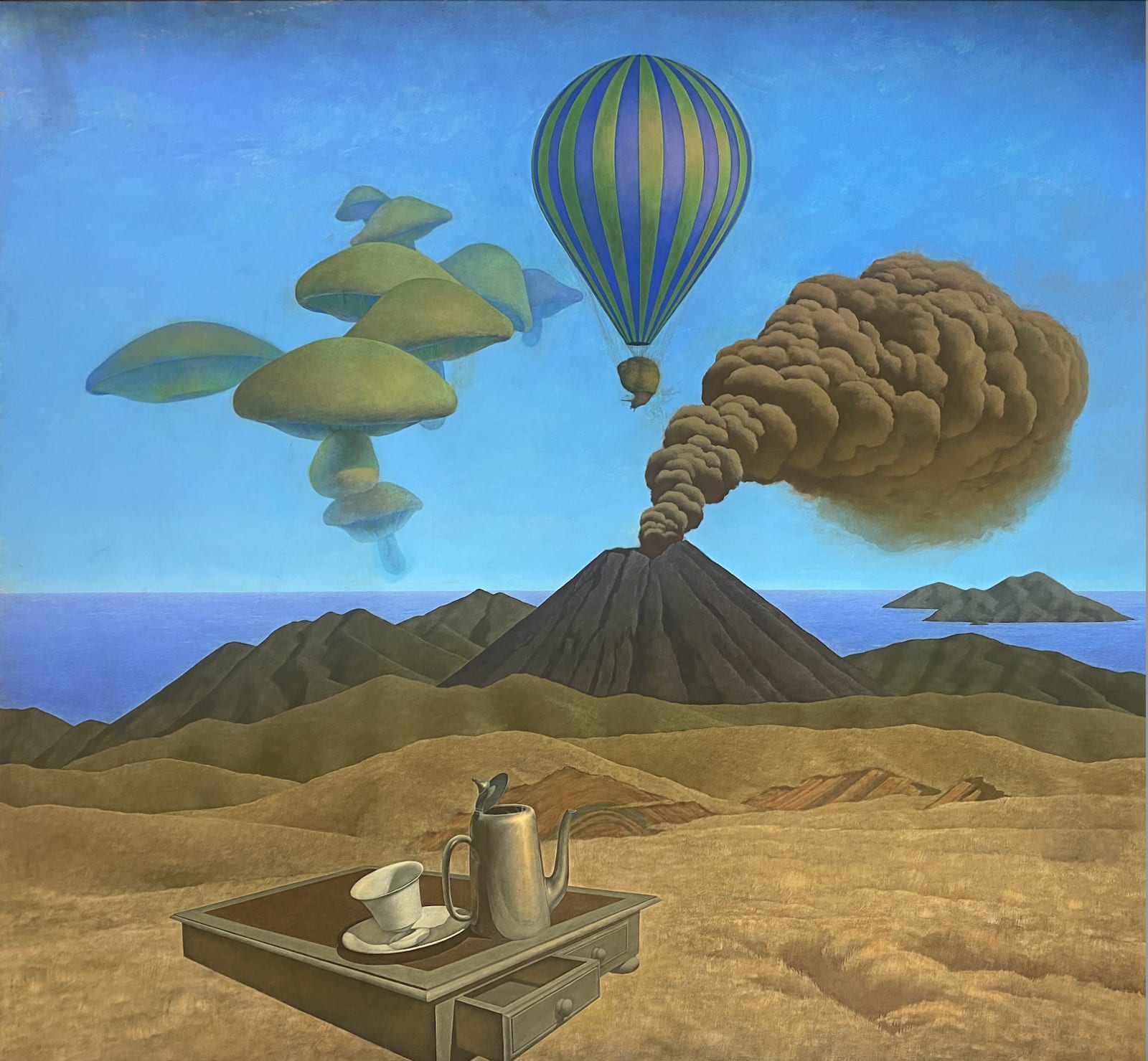 Brent Wong, Volcanic Landscape with Still Life, 1973