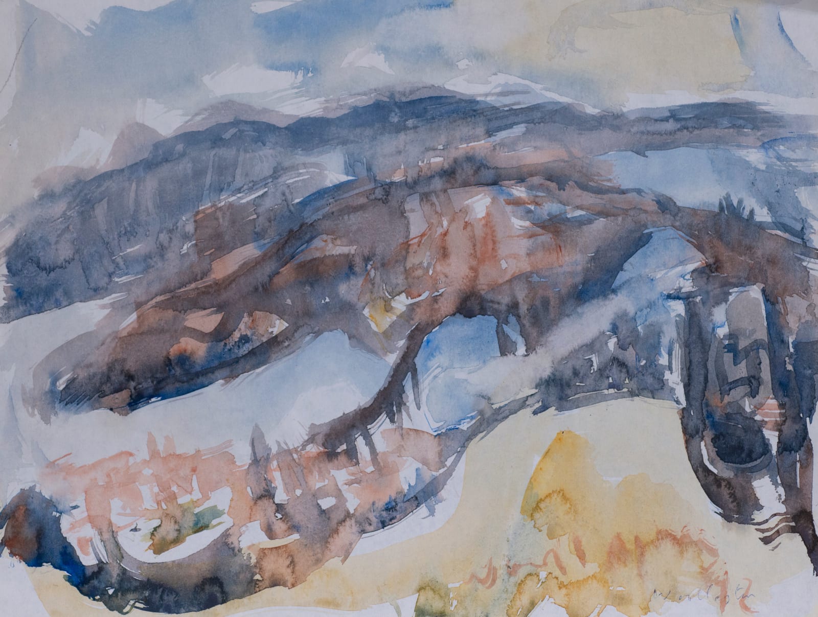 Toss Woollaston, Auckland with Harbour Bridge, 1990