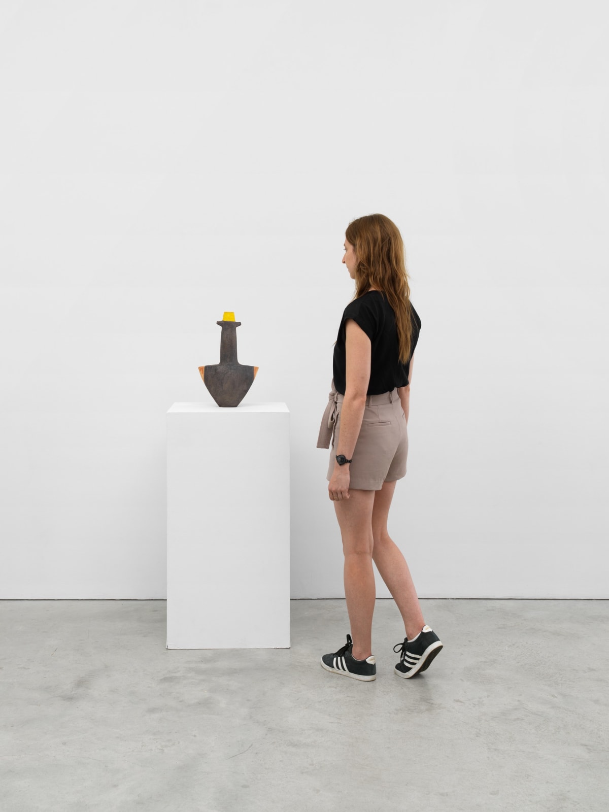 WAYNE NGAN, Sculptural Vase with Lugs and Yellow Rim, 2010