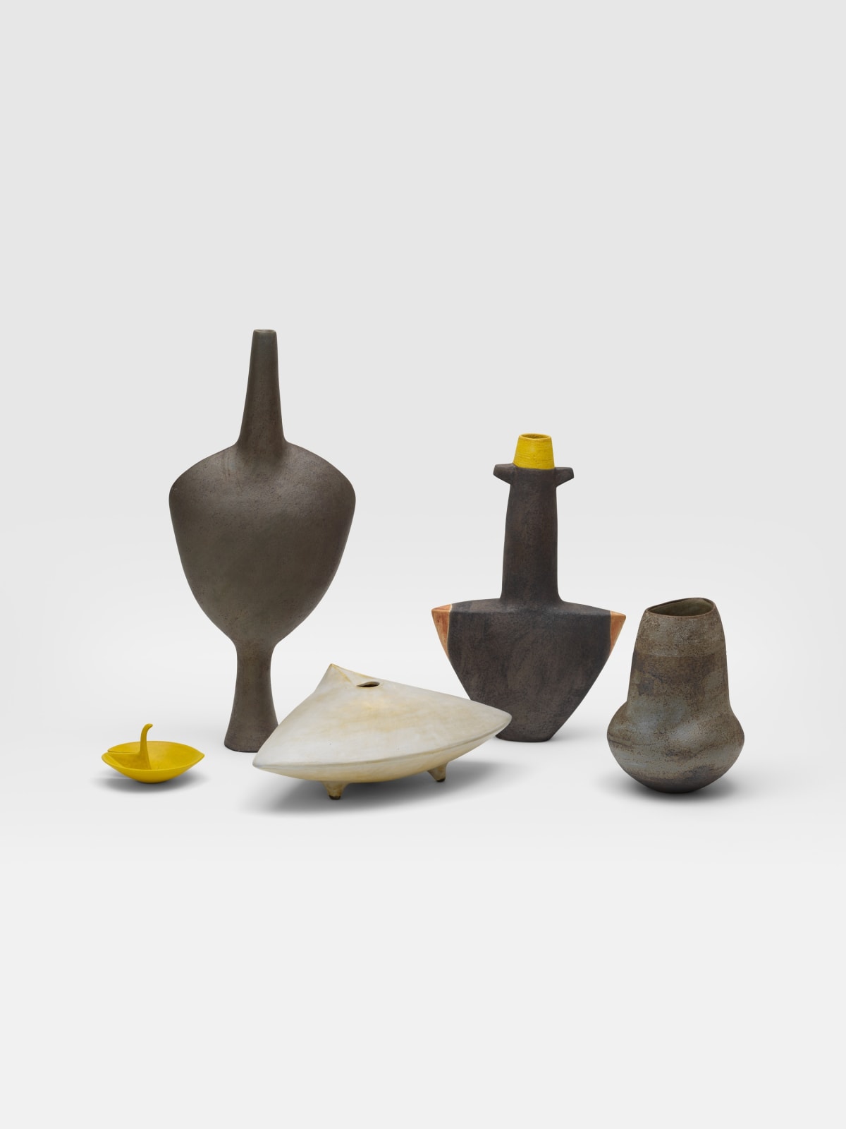 WAYNE NGAN, Sculptural Vase with Lugs and Yellow Rim, 2010