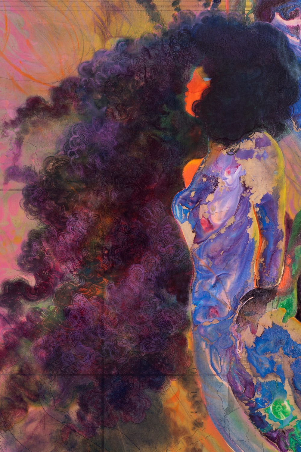 FIRELEI BÁEZ, Black counter gravity (Carte figurative et approximative des quantités de coton en laine importés en Europe en 1858 et 1861), 2022