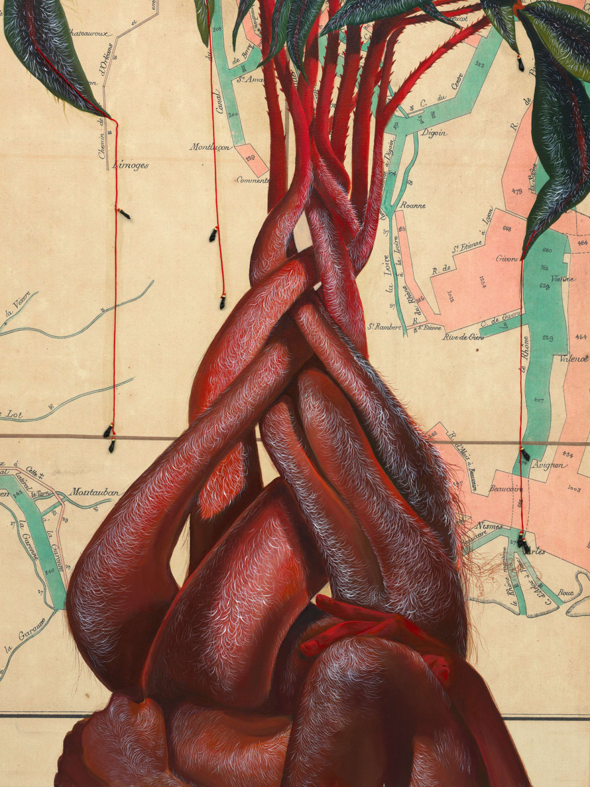 FIRELEI BÁEZ, Untitled (Flow of merchandise in France on railways and waterways in the year 1856), 2020