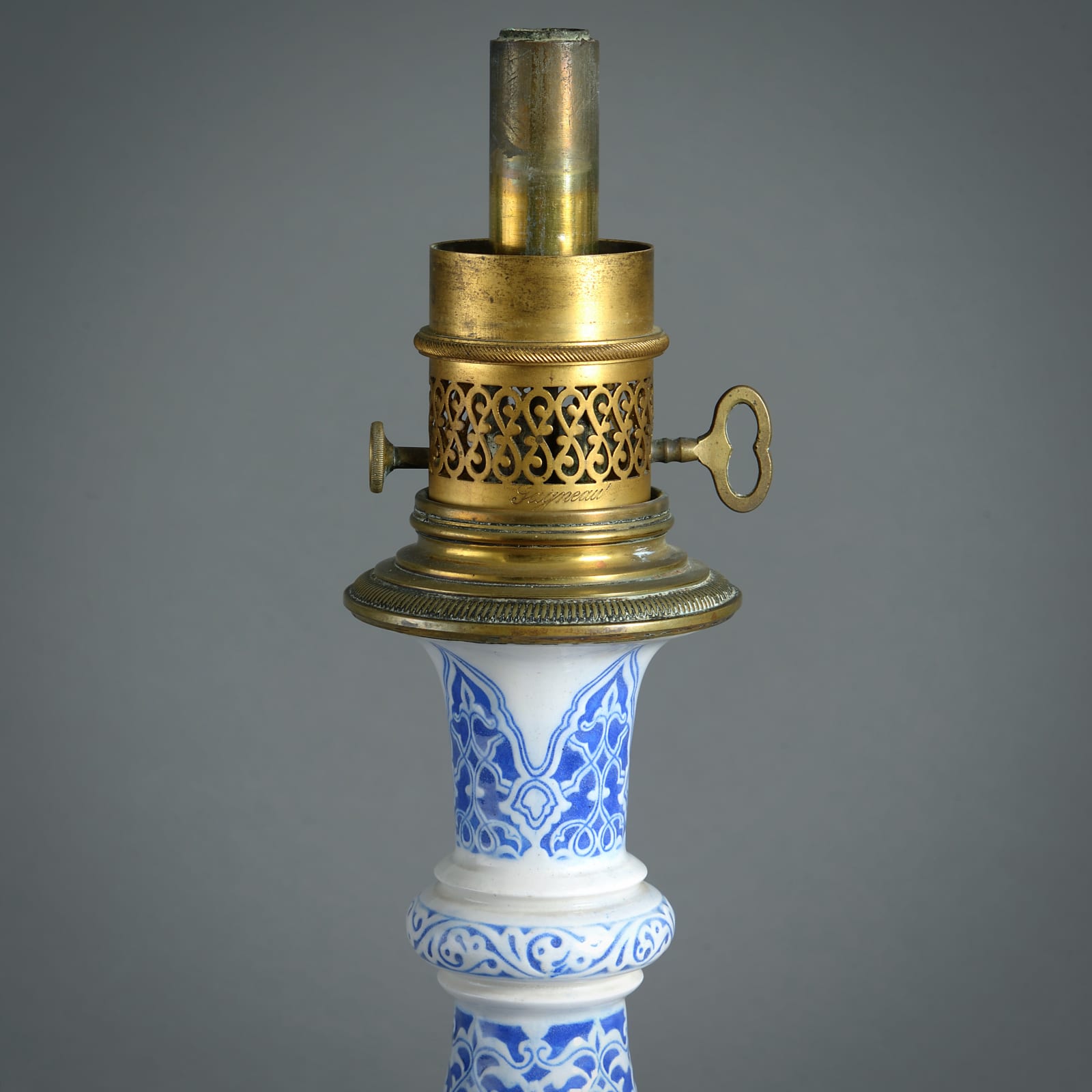 PAIR OF PERSIAN STYLE BLUE-AND-WHITE LAMPS BY THEODORE DECK