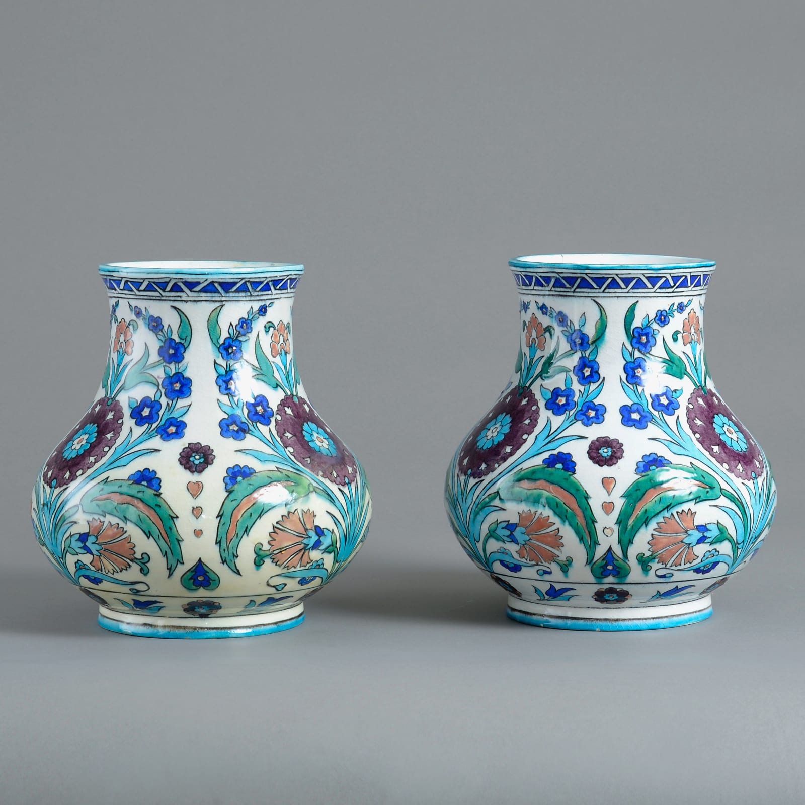 PAIR OF IZNIK STYLE POTTERY VASES BY THEODORE DECK