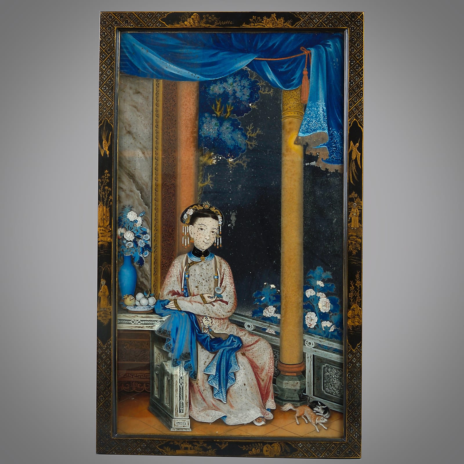 PAIR OF CHINESE EXPORT MIRROR PAINTINGS