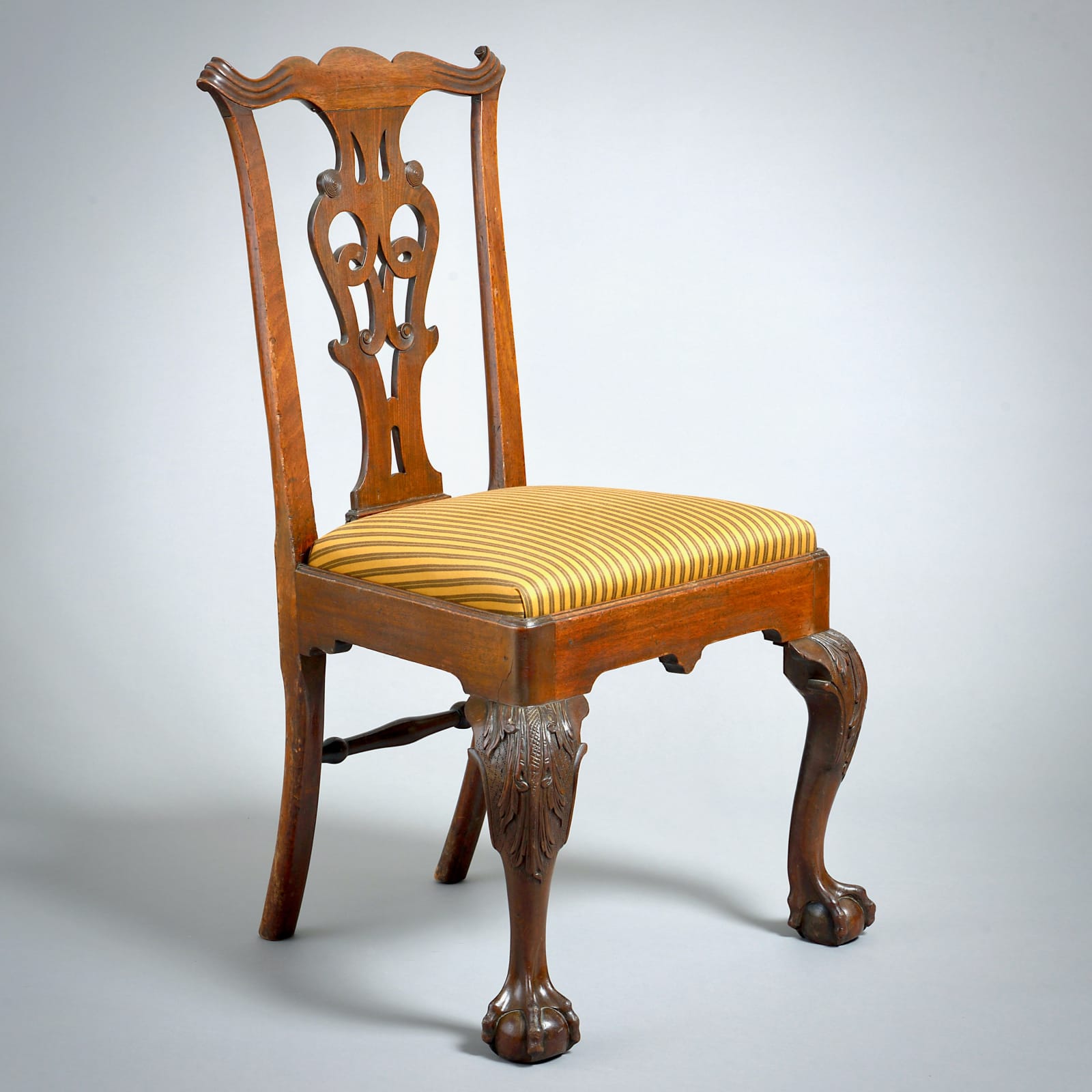FINE PAIR OF WALNUT ‘CHIPPENDALE’ SIDE CHAIRS