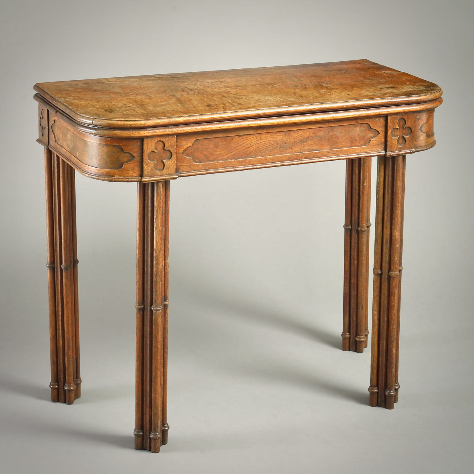 REGENCY GOTHIC POLLARD OAK TEA TABLE