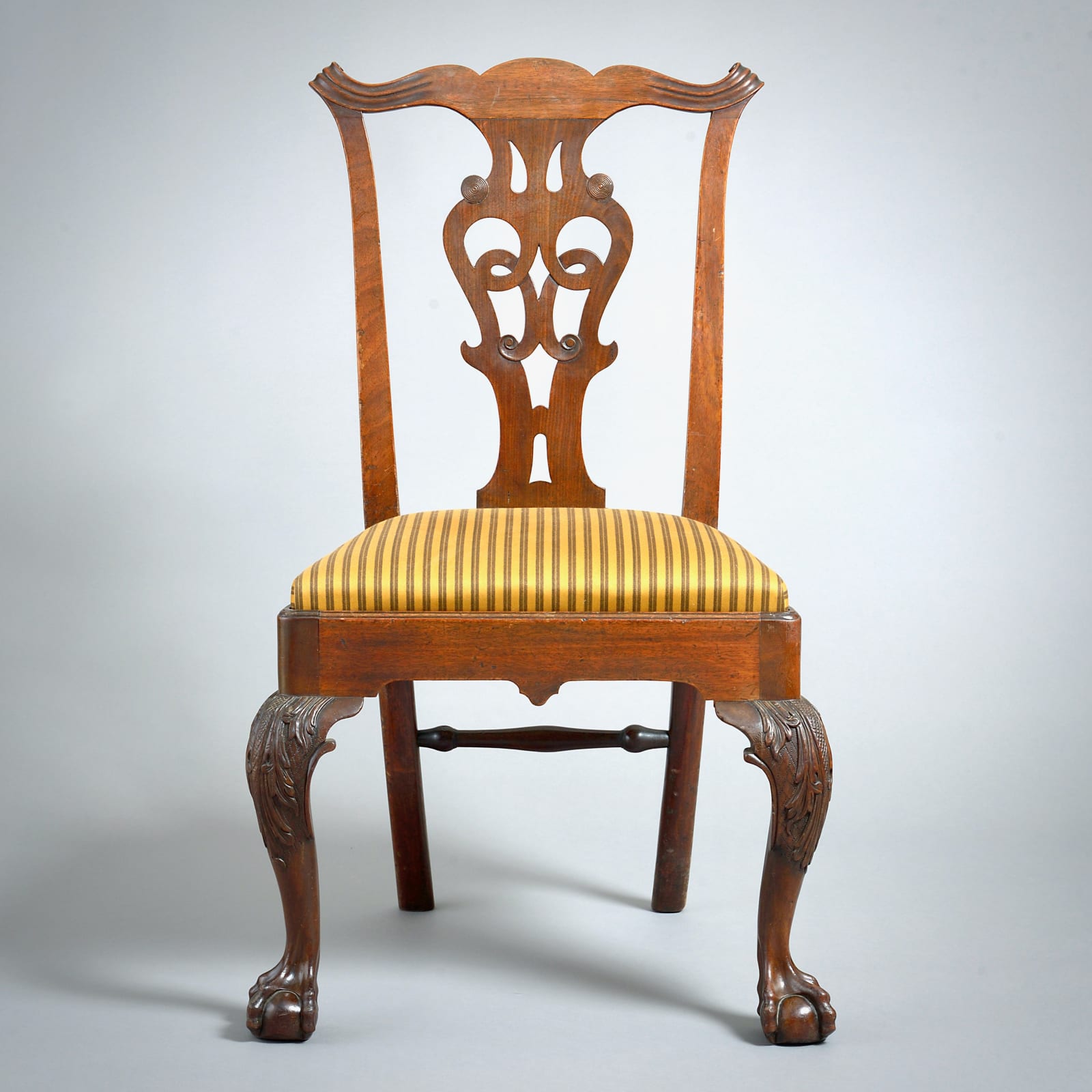 FINE PAIR OF WALNUT ‘CHIPPENDALE’ SIDE CHAIRS