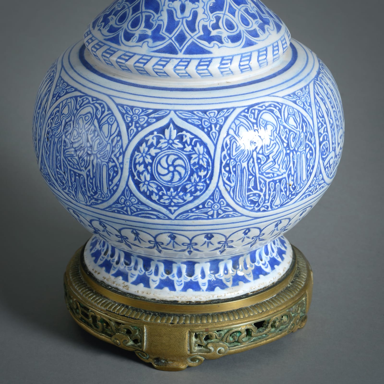 PAIR OF PERSIAN STYLE BLUE-AND-WHITE LAMPS BY THEODORE DECK