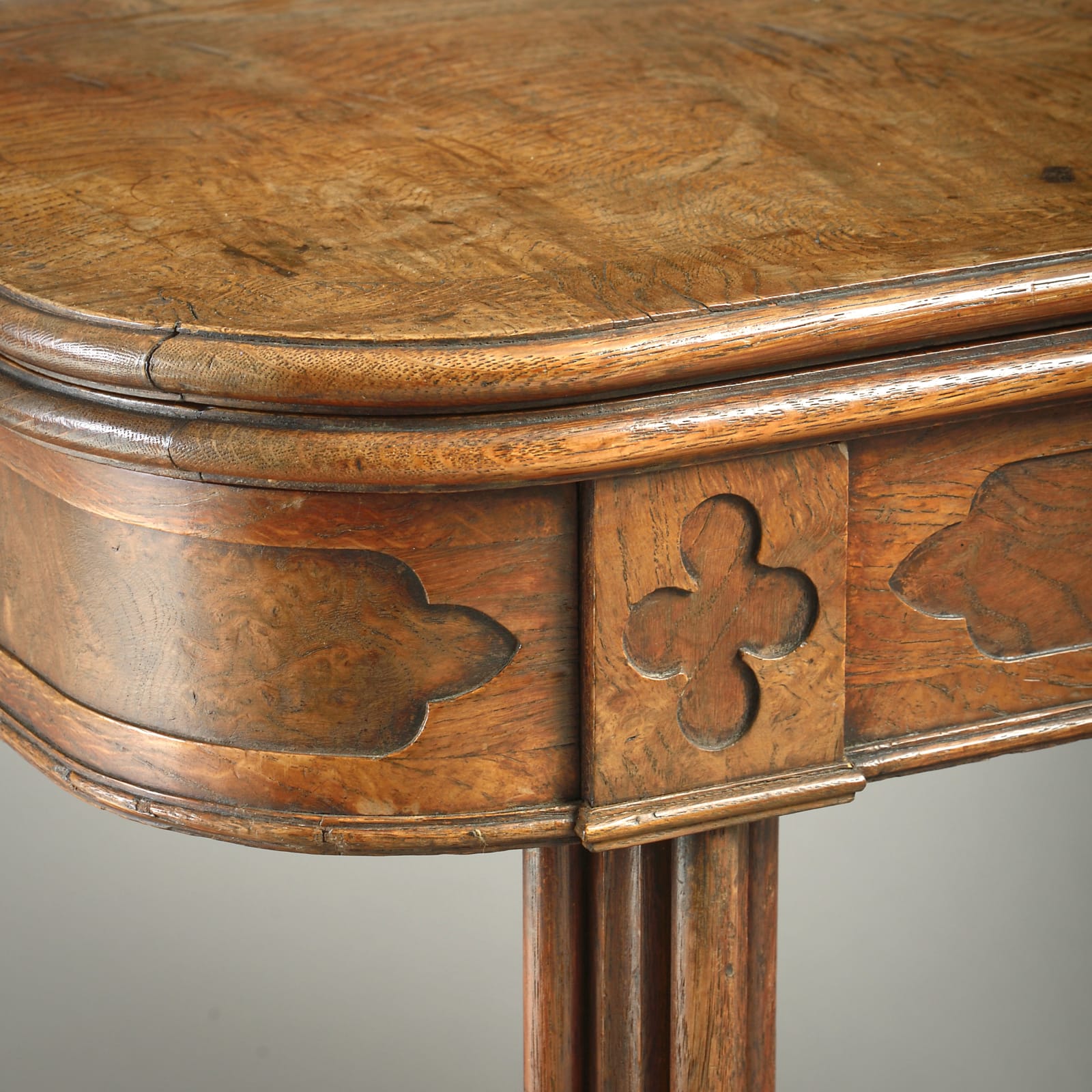 REGENCY GOTHIC POLLARD OAK TEA TABLE