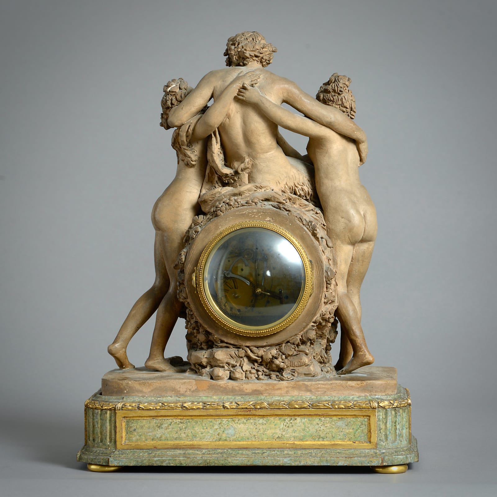 LOUIS XVI TERRACOTTA STRIKING MANTEL CLOCK