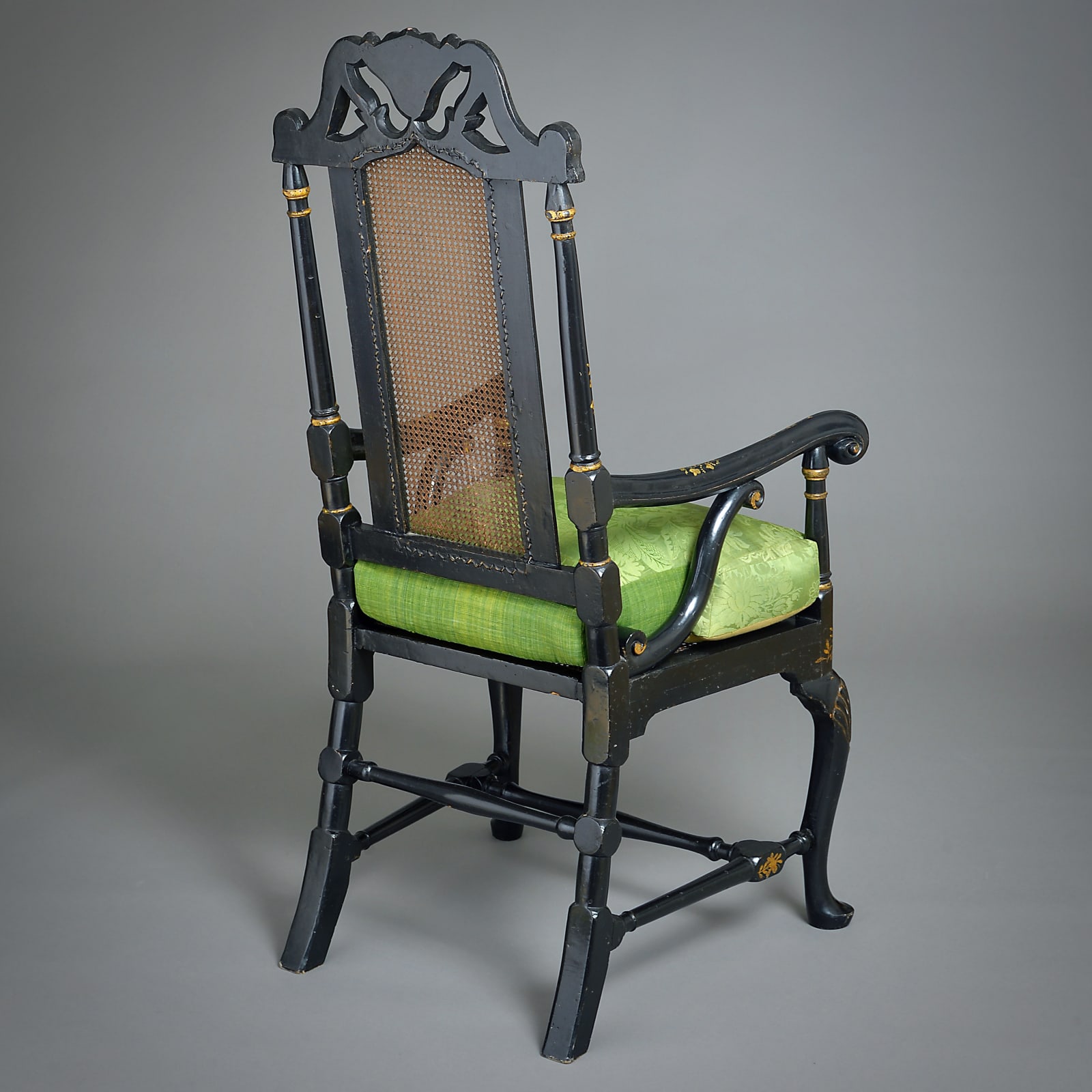 PAIR OF WILLIAM-AND-MARY JAPANNED ARMCHAIRS